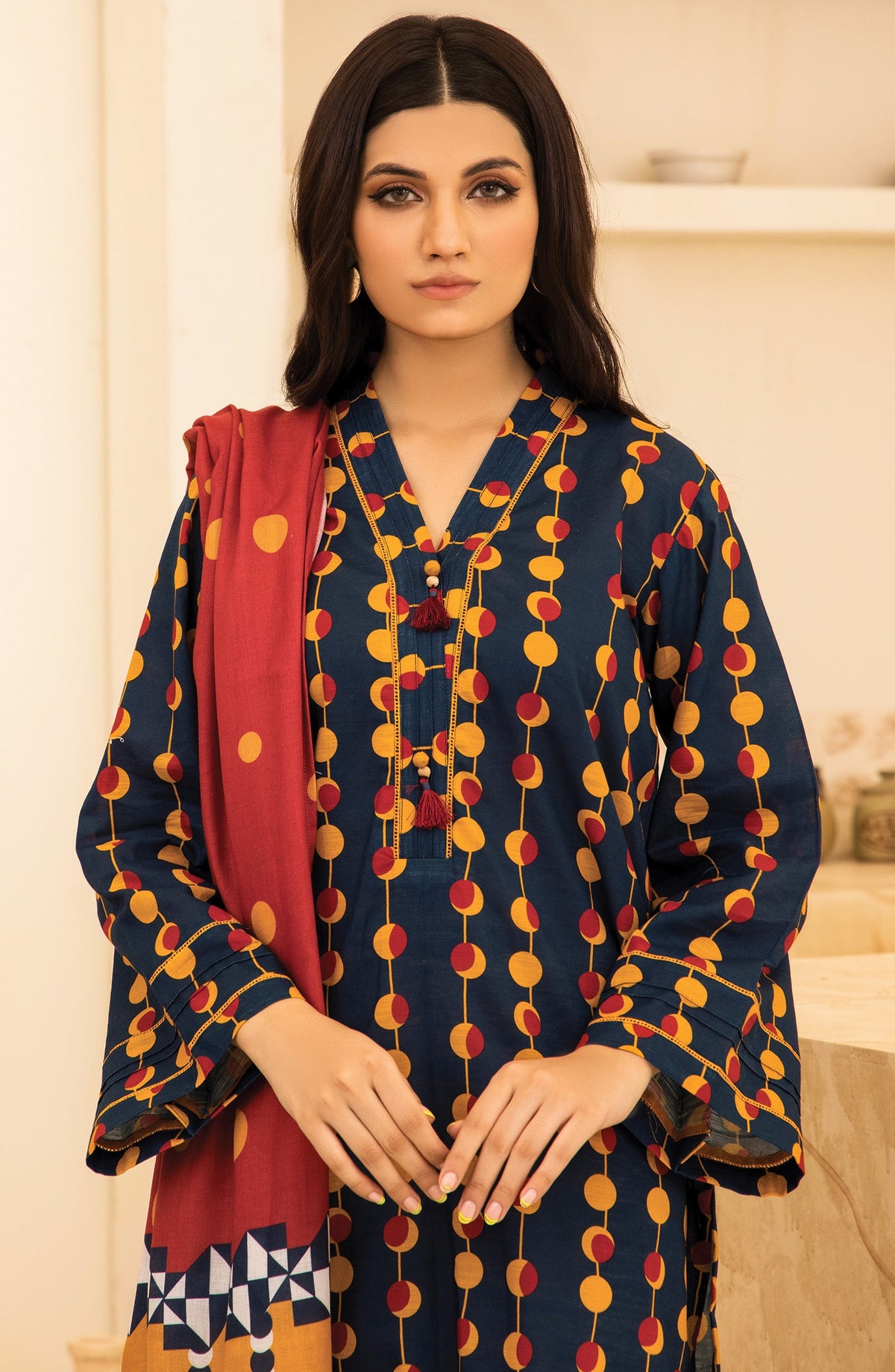 Orient - Unstitched 2 Piece Printed Khaddar Shirt and Shawl Dupatta