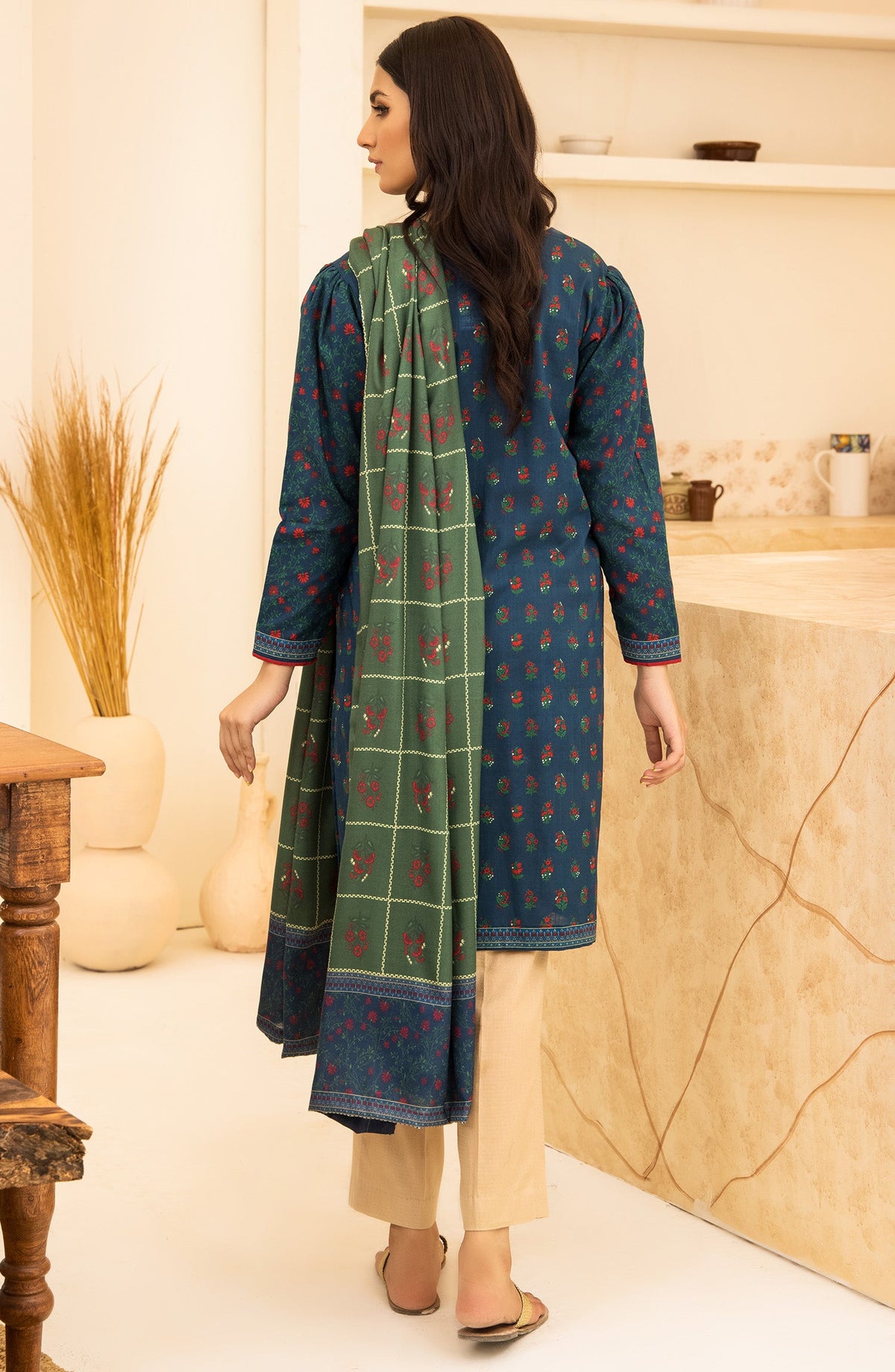 Orient - Unstitched 2 Piece Printed Khaddar Shirt and Acrylic Shawl Dupatta