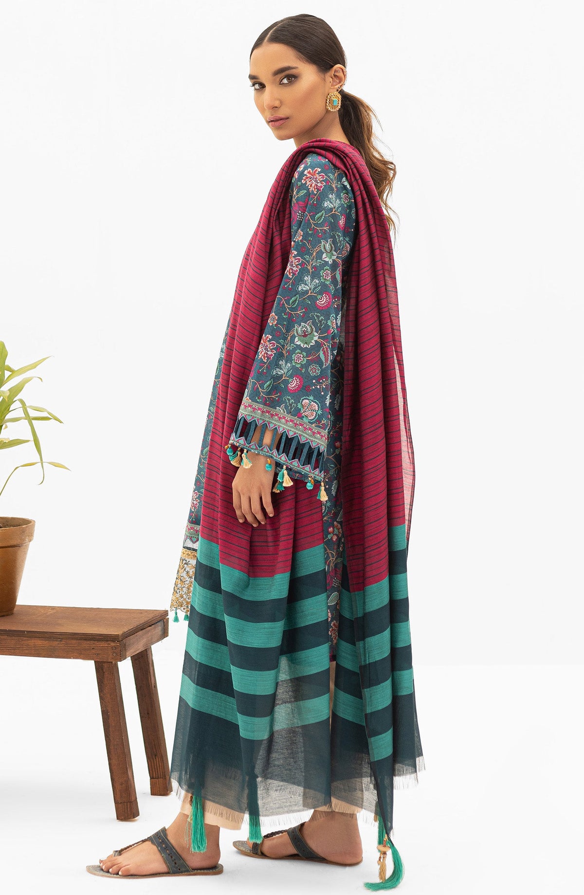 Orient - Unstitched 2 Piece Embroidered Lawn Shirt and Yarn Dyed Dupatta