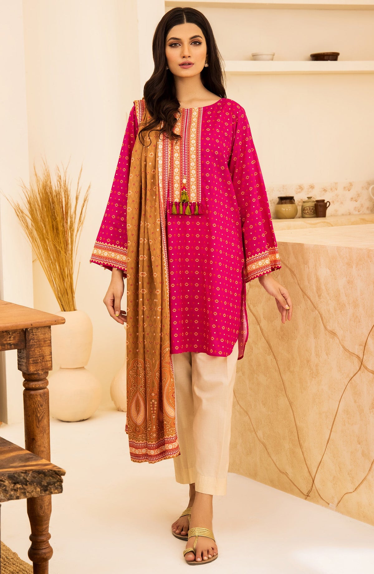 Orient - Unstitched 2 Piece Printed Khaddar Shirt and Acrylic Shawl Dupatta