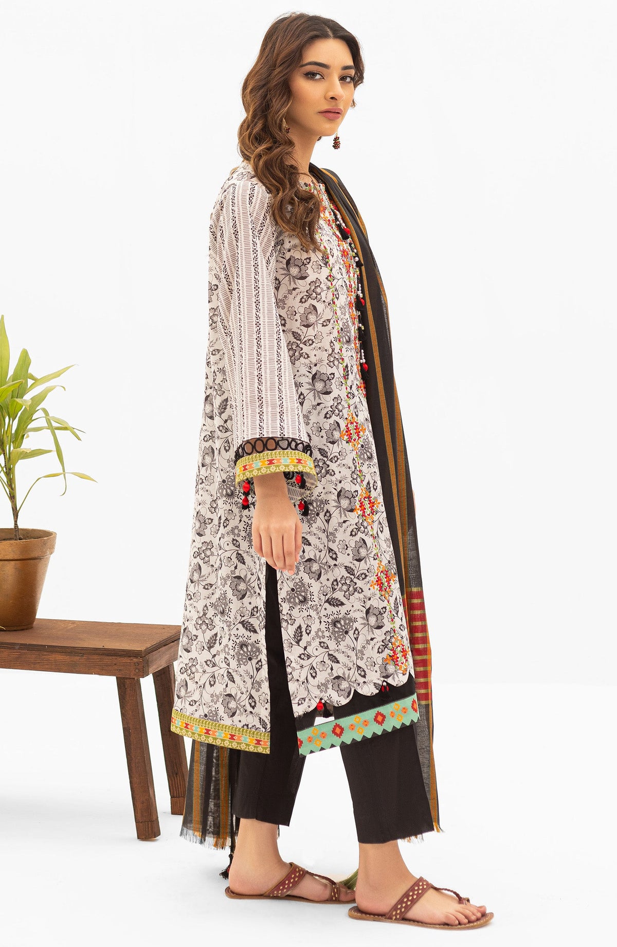 Orient - Unstitched 2 Piece Embroidered Lawn Shirt and Yarn Dyed Dupatta