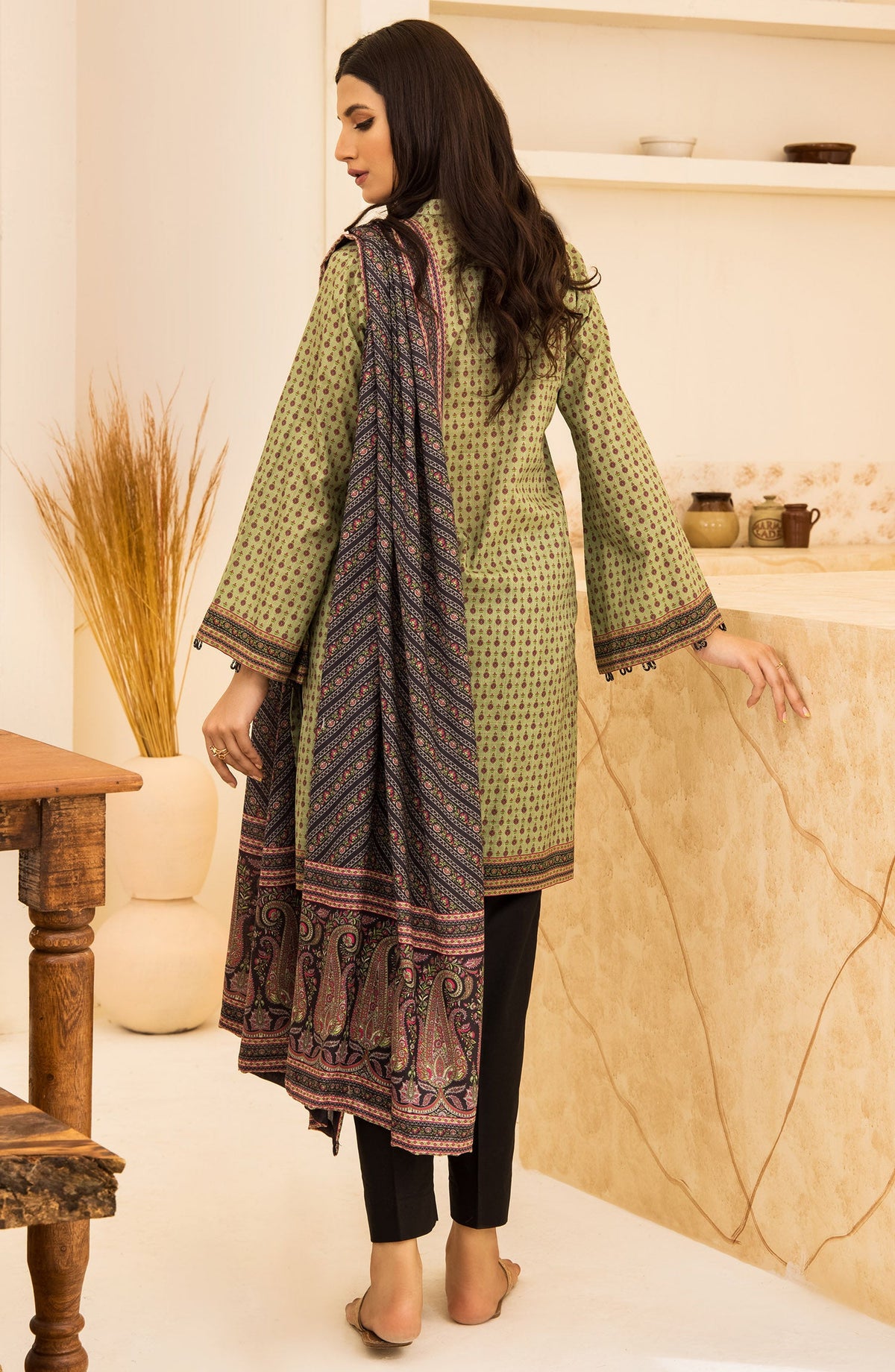 Orient - Unstitched 2 Piece Printed Khaddar Shirt and Acrylic Shawl Dupatta