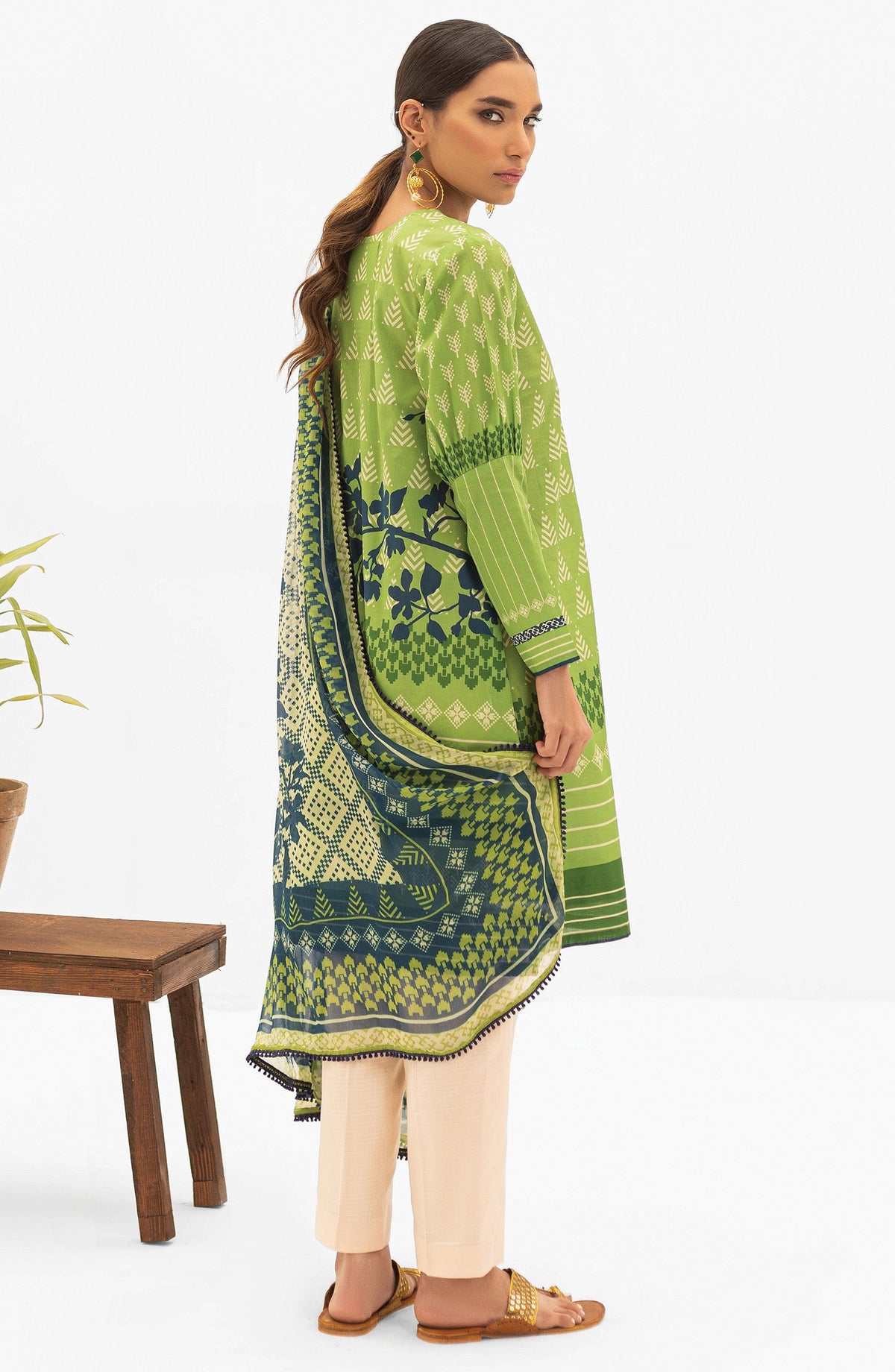 Orient - Unstitched 2 Piece Embroidered Lawn Shirt and Chiffon Dupatta