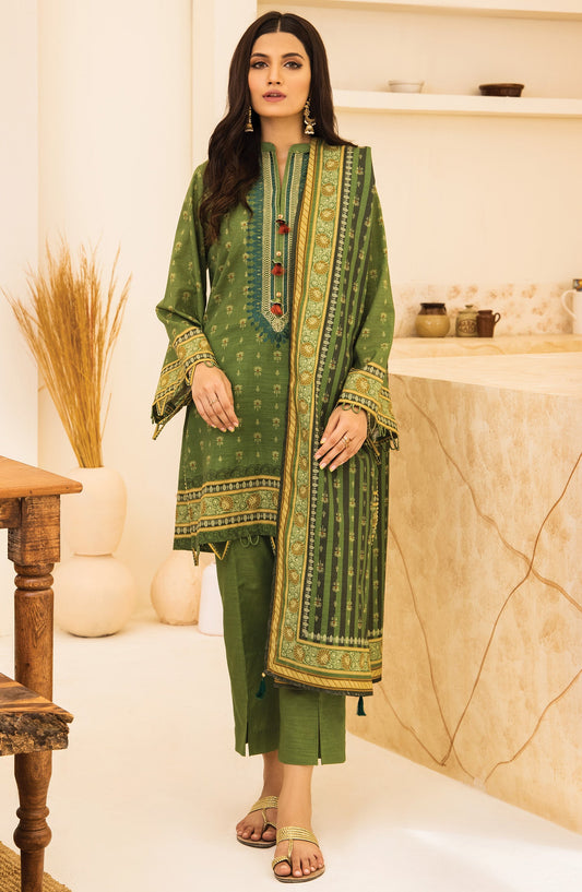 Orient - Unstitched 3 Piece Embroidered Khaddar Shirt, Khaddar Pant and Khaddar Dupatta - Nrds-367