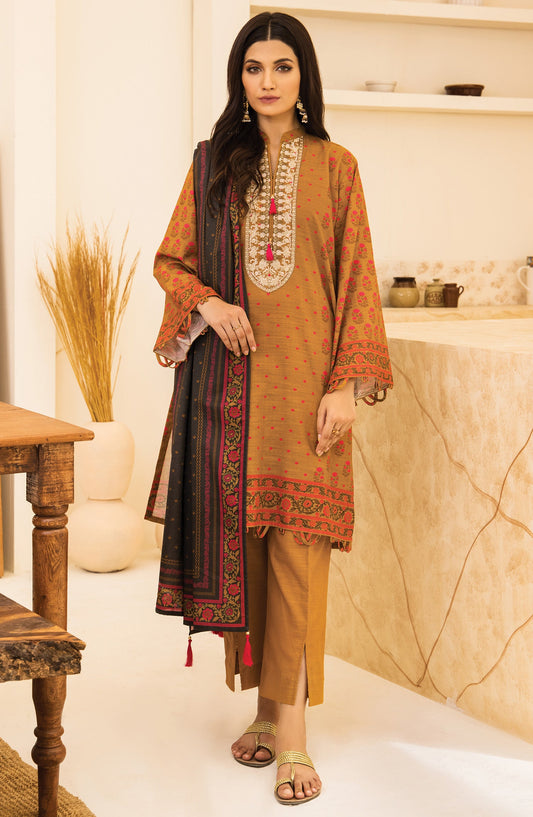 Orient - Unstitched 3 Piece Embroidered Khaddar Shirt , Khaddar Pant and Khaddar Dupatta