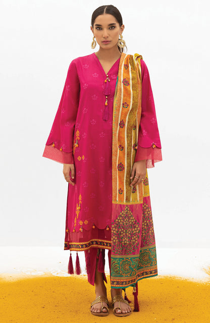 Orient - Unstitched 3 Piece Embroidered Lawn Shirt , Cambric Pant and Lawn Dupatta