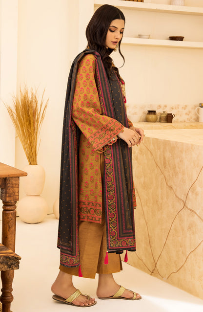 Orient - Unstitched 3 Piece Embroidered Khaddar Shirt , Khaddar Pant and Khaddar Dupatta