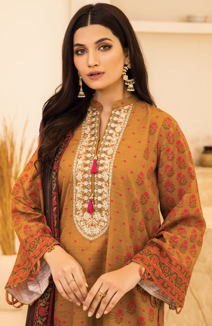 Orient - Unstitched 3 Piece Embroidered Khaddar Shirt , Khaddar Pant and Khaddar Dupatta