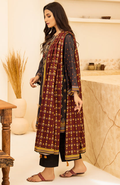 Orient - Unstitched 3 Piece Embroidered Khaddar Shirt , Khaddar Pant and Khaddar Dupatta