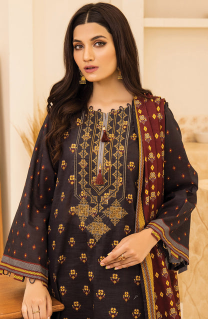 Orient - Unstitched 3 Piece Embroidered Khaddar Shirt , Khaddar Pant and Khaddar Dupatta