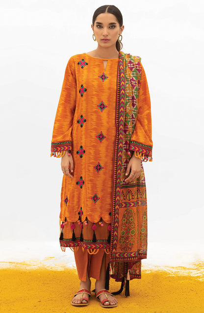 Orient - Unstitched 3 Piece Embroidered Lawn Shirt , Cambric Pant and Lawn Dupatta