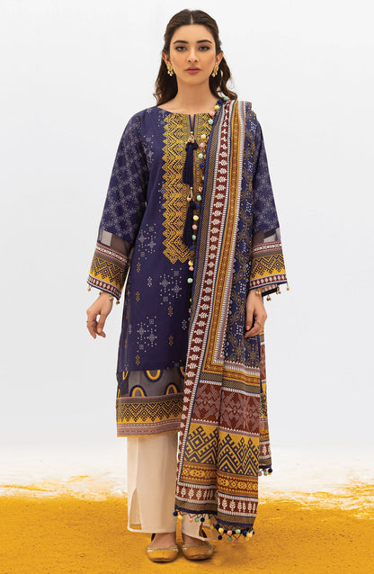 Orient - Unstitched 3 Piece Embroidered Lawn Shirt , Cambric Pant and Lawn Dupatta