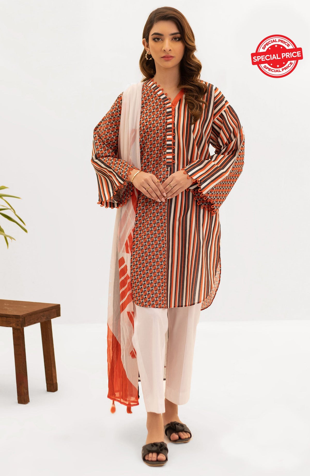 Orient - Unstitched 2 Piece Printed Lawn Shirt and Chiffon Dupatta