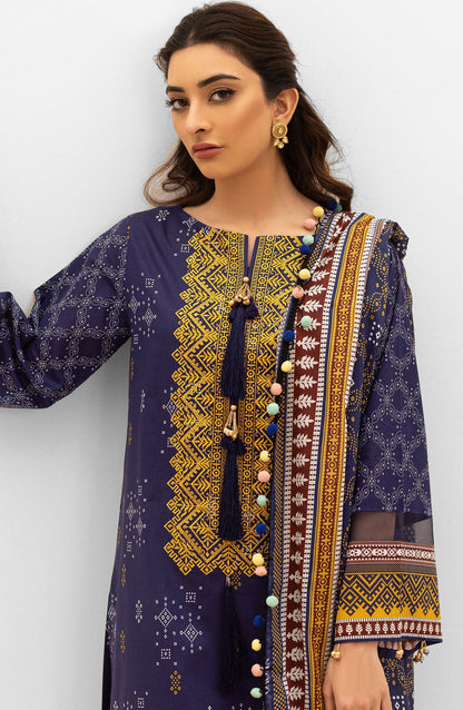 Orient - Unstitched 3 Piece Embroidered Lawn Shirt , Cambric Pant and Lawn Dupatta