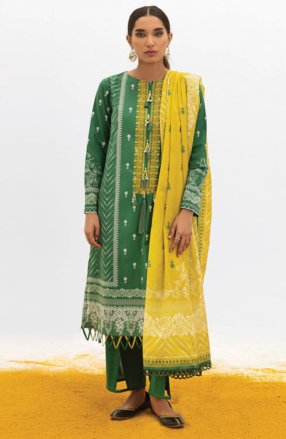 Orient - Unstitched 3 Piece Embroidered Lawn Shirt , Cambric Pant and Lawn Dupatta