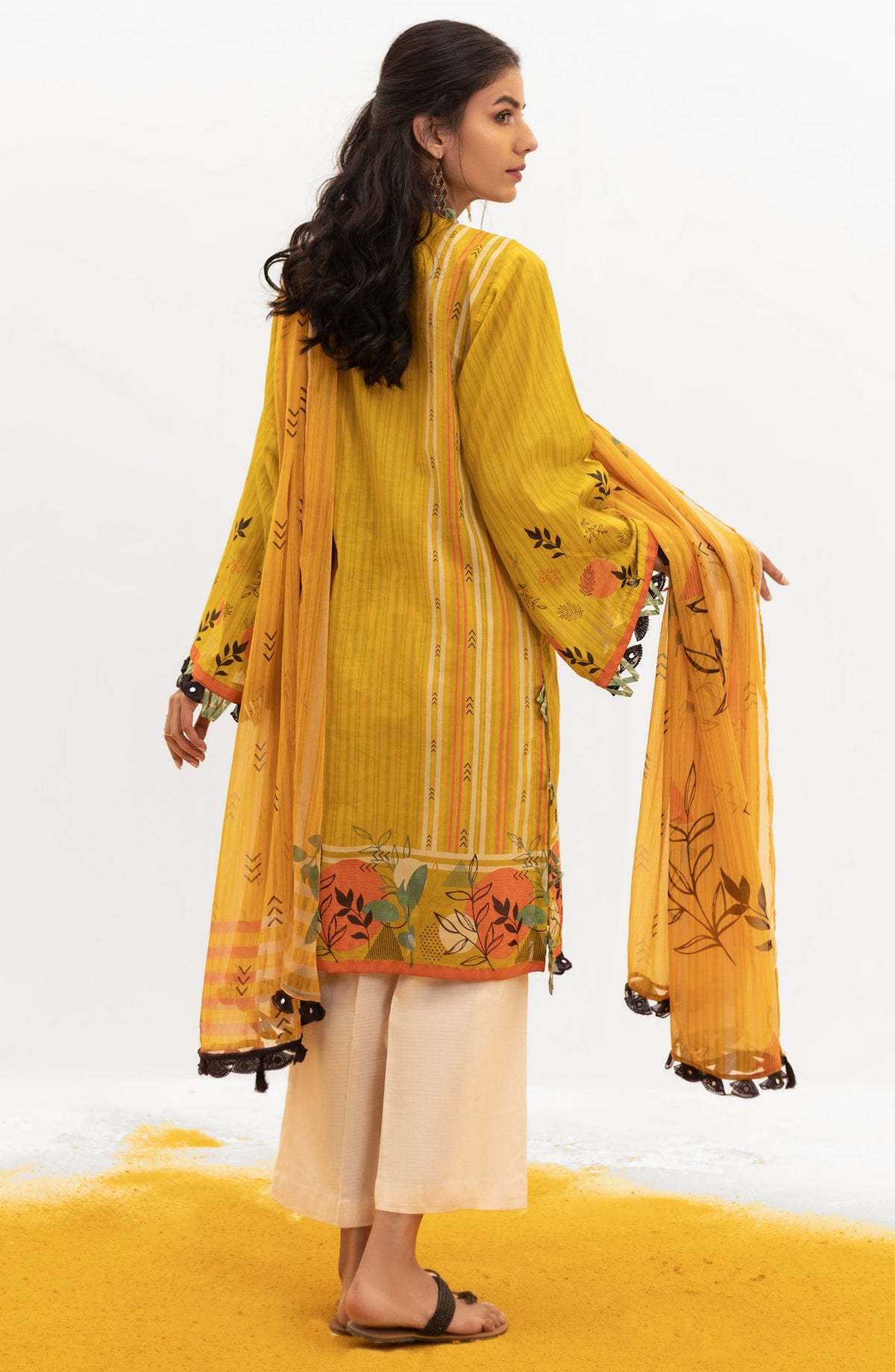 Orient - Unstitched 2 Piece Embroidered Lawn Shirt and Chiffon Dupatta