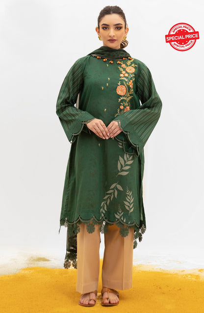 Orient - Unstitched 2 Piece Embroidered Lawn Shirt and Chiffon Dupatta