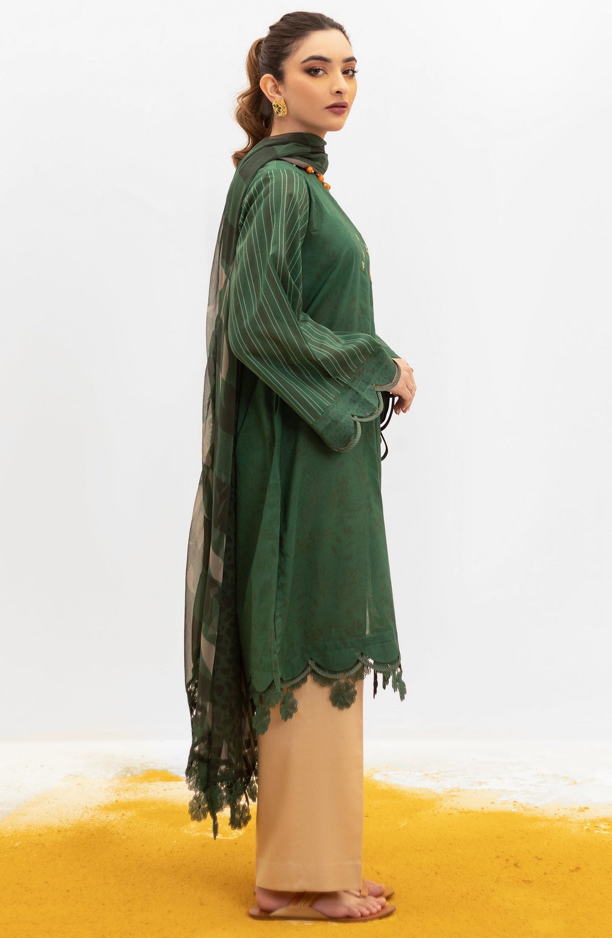 Orient - Unstitched 2 Piece Embroidered Lawn Shirt and Chiffon Dupatta