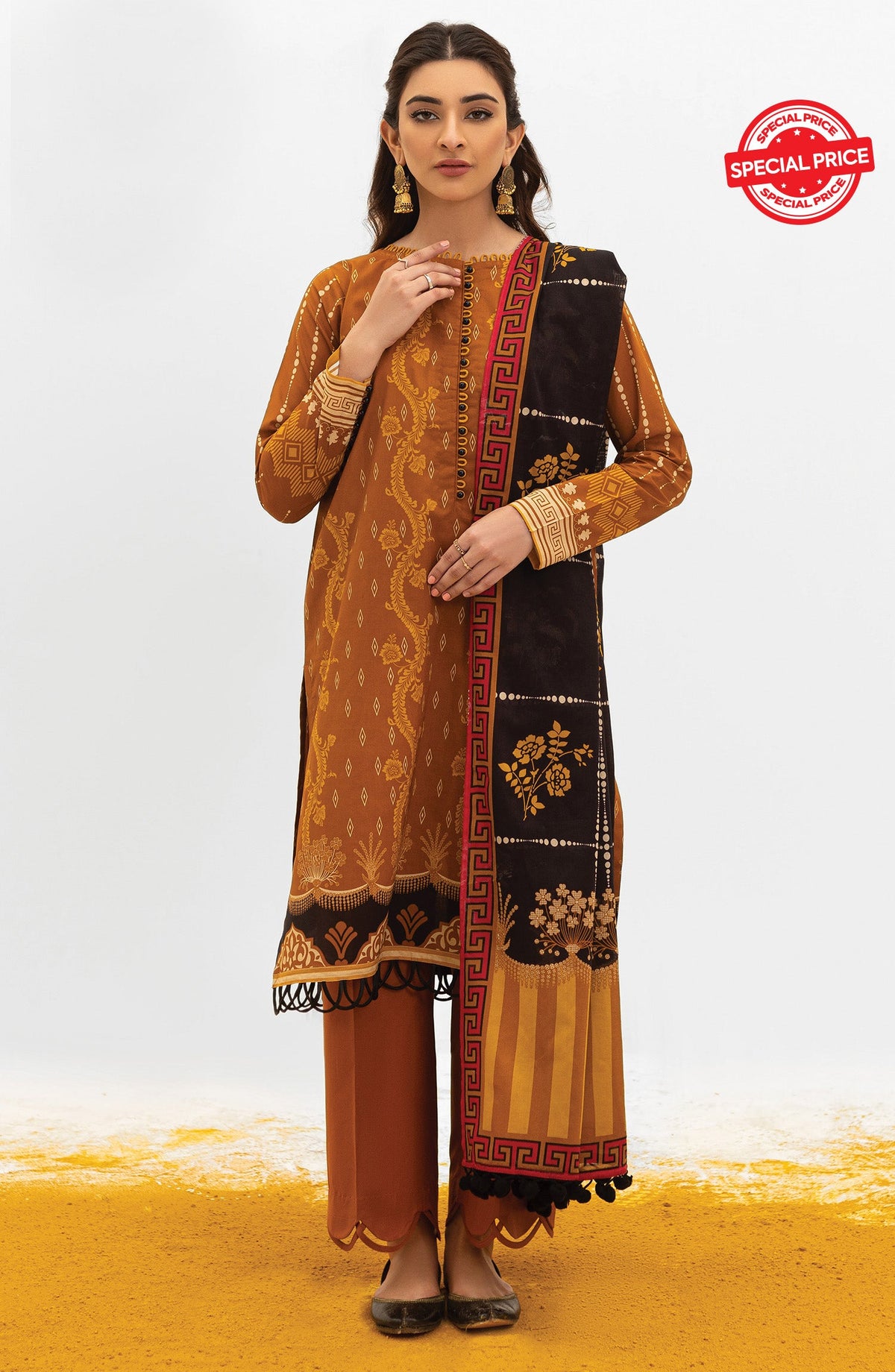 Orient - Unstitched 3 Piece Printed Lawn Shirt , Cambric Pant and Lawn Dupatta