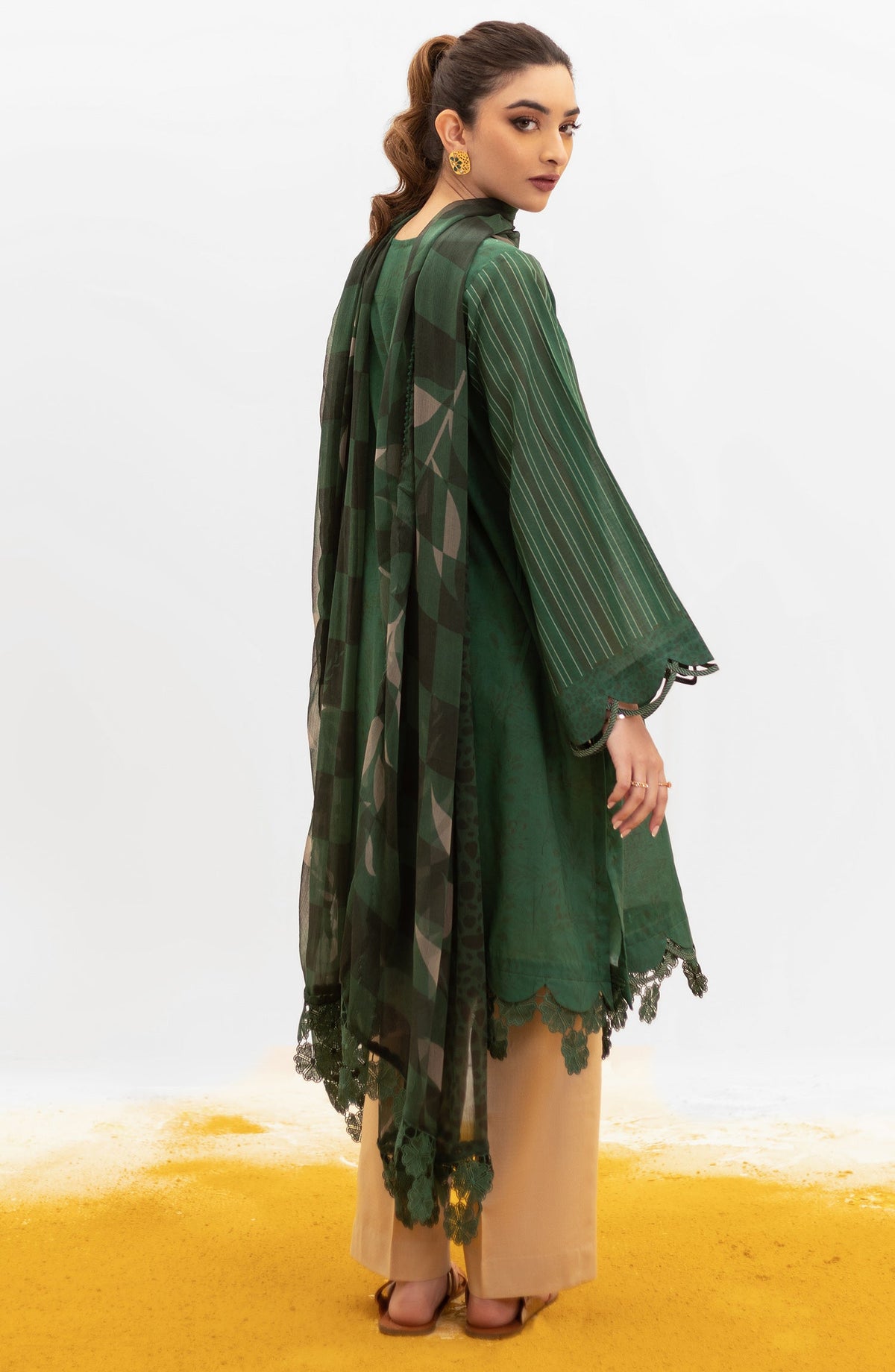 Orient - Unstitched 2 Piece Embroidered Lawn Shirt and Chiffon Dupatta