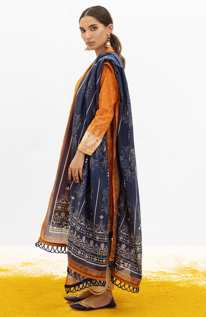 Orient - Unstitched 3 Piece Printed Lawn Shirt , Cambric Pant and Lawn Dupatta