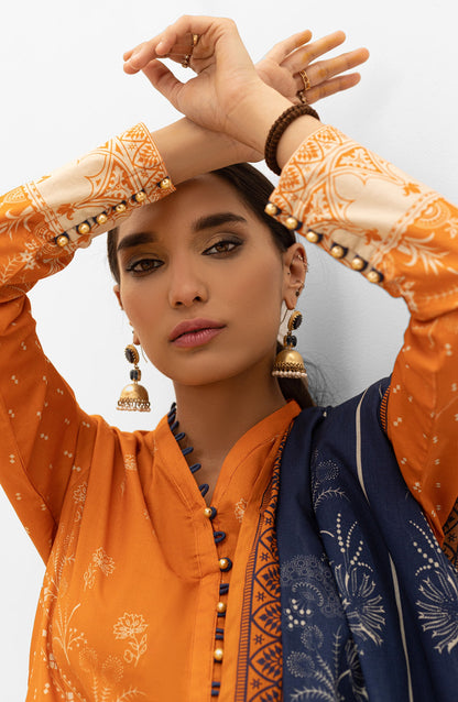 Orient - Unstitched 3 Piece Printed Lawn Shirt , Cambric Pant and Lawn Dupatta