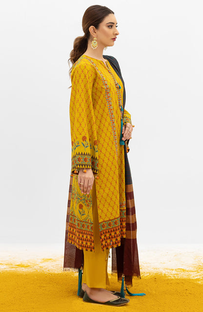 Orient - Unstitched 3 Piece Embroidered Lawn Shirt , Cambric Pant and Yarn Dyed Dupatta