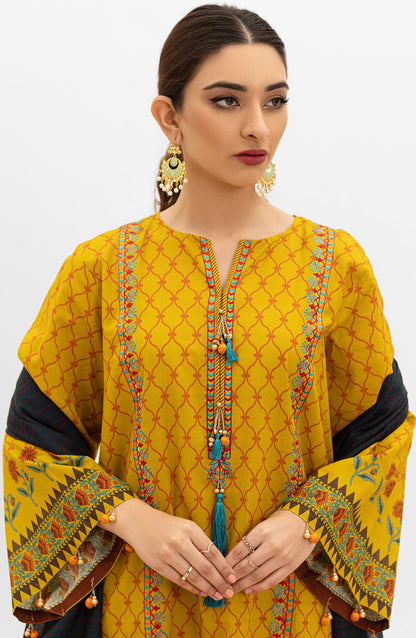 Orient - Unstitched 3 Piece Embroidered Lawn Shirt , Cambric Pant and Yarn Dyed Dupatta
