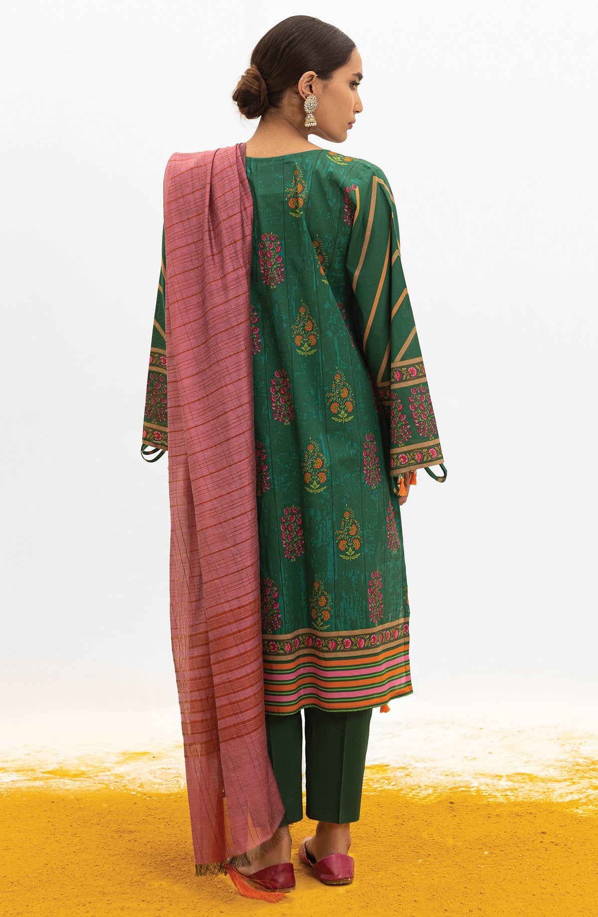 Orient - Unstitched 3 Piece Embroidered Lawn Shirt , Cambric Pant and Yarn Dyed Dupatta