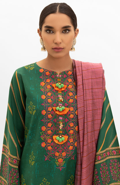 Orient - Unstitched 3 Piece Embroidered Lawn Shirt , Cambric Pant and Yarn Dyed Dupatta