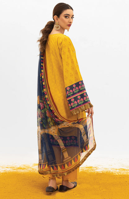 Orient - Unstitched 3 Piece Embroidered Lawn Shirt , Dyed Textured Pant and Chiffon Dupatta