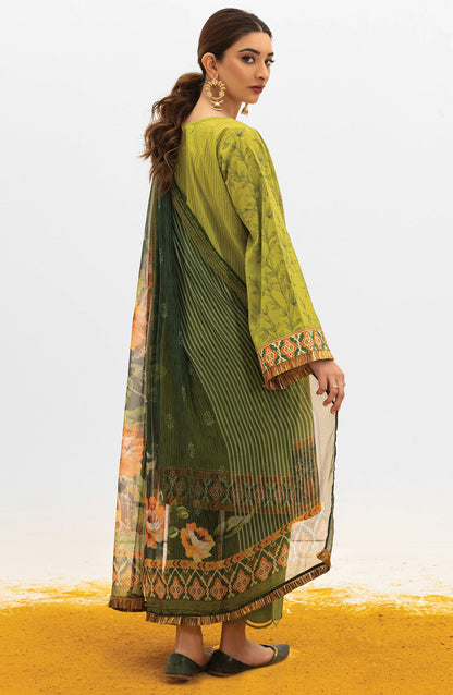 Orient - Unstitched 3 Piece Embroidered Lawn Shirt , Dyed Textured Pant and Chiffon Dupatta