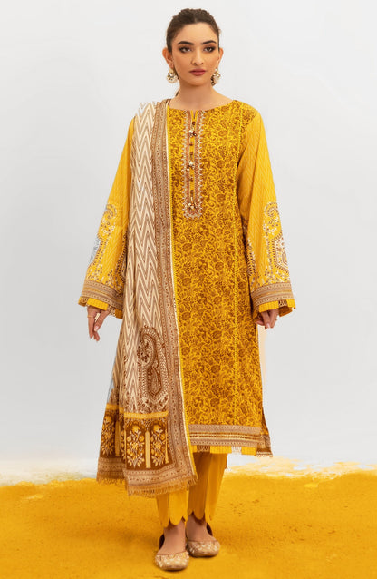Orient - Unstitched 3 Piece Embroidered Lawn Shirt , Cambric Pant and Lawn Dupatta
