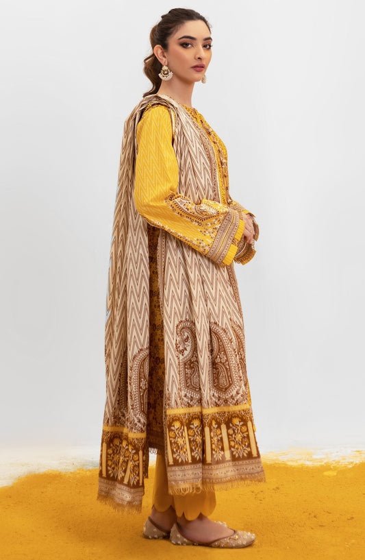 Orient - Unstitched 3 Piece Embroidered Lawn Shirt , Cambric Pant and Lawn Dupatta