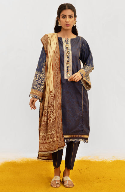 Orient - Unstitched 3 Piece Embroidered Lawn Shirt , Cambric Pant and Lawn Dupatta