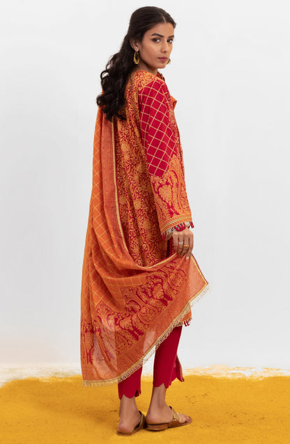 Orient - Unstitched 3 Piece Embroidered Lawn Shirt , Cambric Pant and Lawn Dupatta