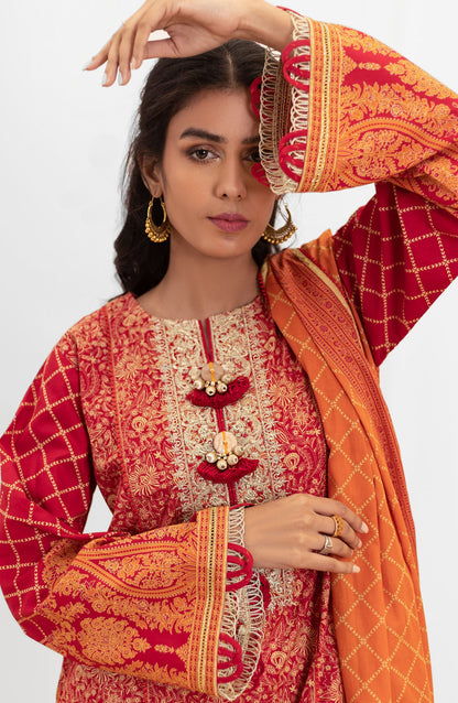 Orient - Unstitched 3 Piece Embroidered Lawn Shirt , Cambric Pant and Lawn Dupatta