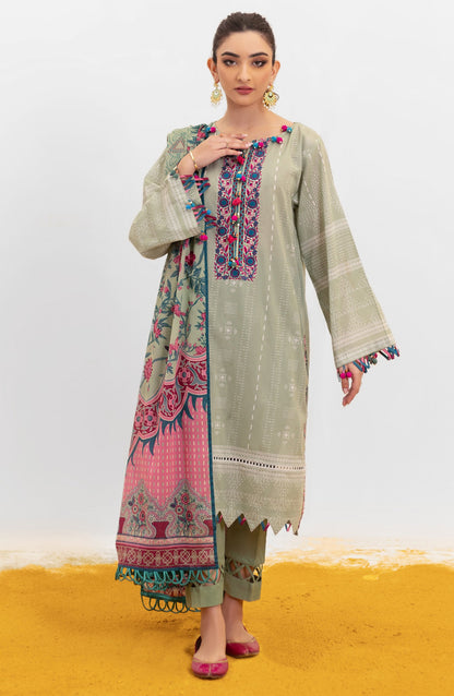Orient - Unstitched 3 Piece Embroidered Lawn Shirt , Cambric Pant and Lawn Dupatta