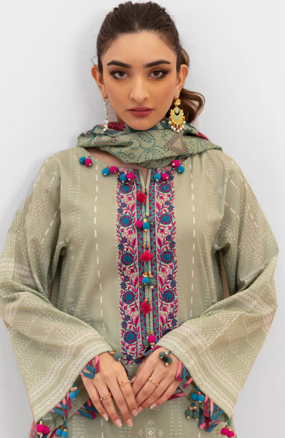 Orient - Unstitched 3 Piece Embroidered Lawn Shirt , Cambric Pant and Lawn Dupatta