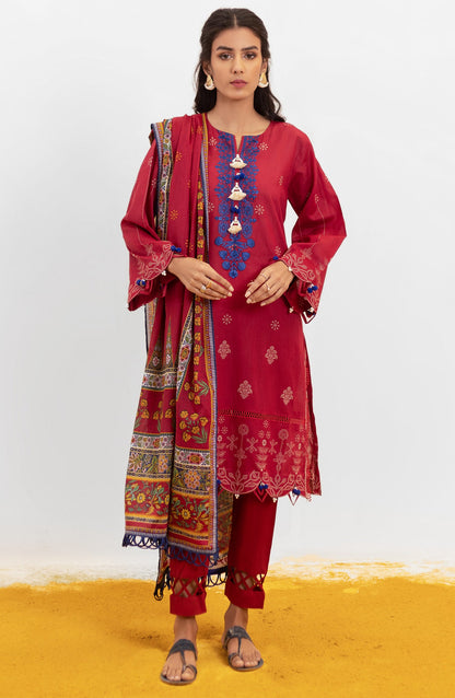 Orient - Unstitched 3 Piece Embroidered Lawn Shirt , Cambric Pant and Lawn Dupatta