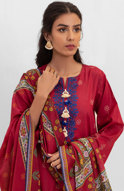 Orient - Unstitched 3 Piece Embroidered Lawn Shirt , Cambric Pant and Lawn Dupatta