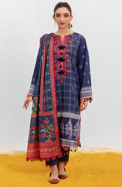 Orient - Unstitched 3 Piece Embroidered Lawn Shirt , Cambric Pant and Lawn Dupatta