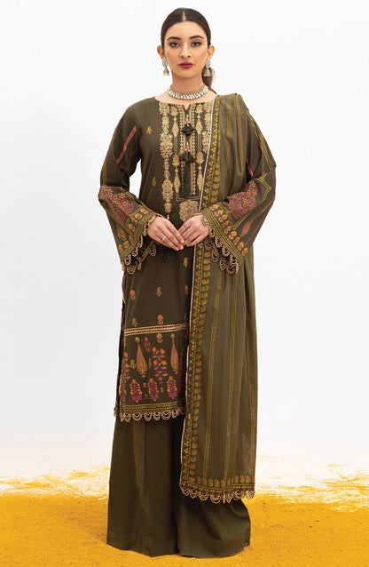 Orient - Unstitched 3 Piece Embroidered Lawn Shirt , Cambric Pant and Lawn Dupatta