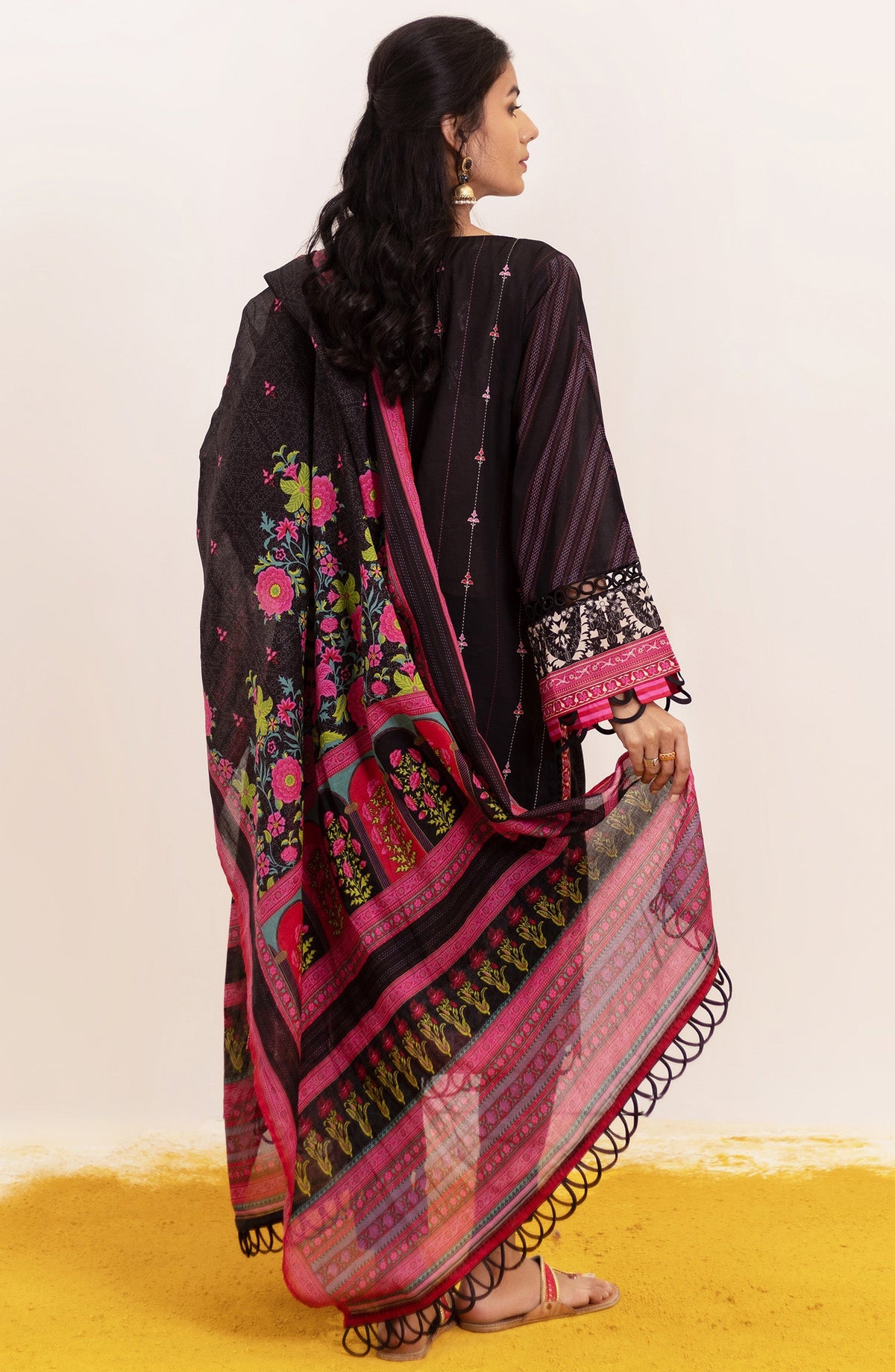 Orient - Unstitched 3 Piece Embroidered Lawn Shirt , Cambric Pant and Lawn Dupatta