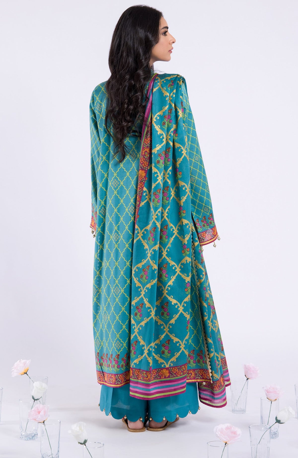 Orient - Unstitched 3 Piece Embroidered Lawn Shirt , Cambric Pant and Lawn Dupatta