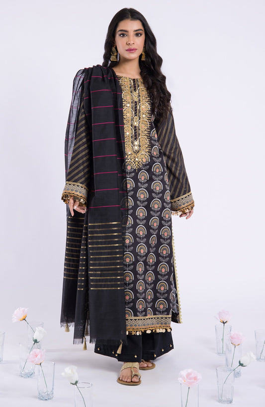 Orient - Unstitched 3 Piece Embroidered Lawn Shirt , Cambric Pant and Fancy Dupatta