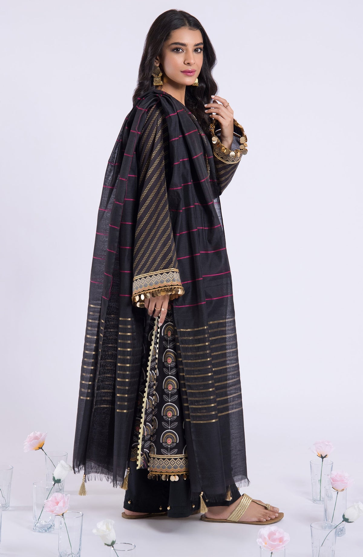 Orient - Unstitched 3 Piece Embroidered Lawn Shirt , Cambric Pant and Fancy Dupatta