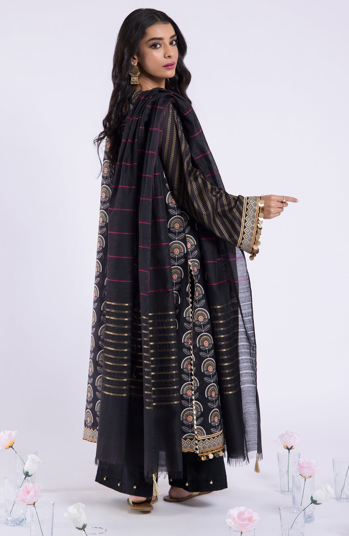 Orient - Unstitched 3 Piece Embroidered Lawn Shirt , Cambric Pant and Fancy Dupatta