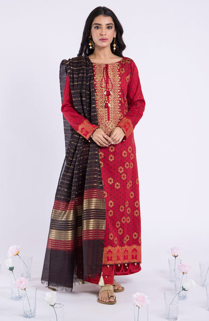 Orient - Unstitched 3 Piece Embroidered Lawn Shirt , Cambric Pant and Fancy Dupatta