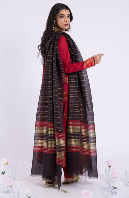 Orient - Unstitched 3 Piece Embroidered Lawn Shirt , Cambric Pant and Fancy Dupatta